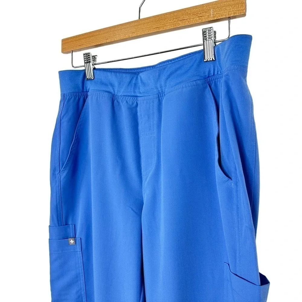 FIGS Men Axim Cargo Pants Sz Medium Blue Drawstring Technical Collection Scrubs